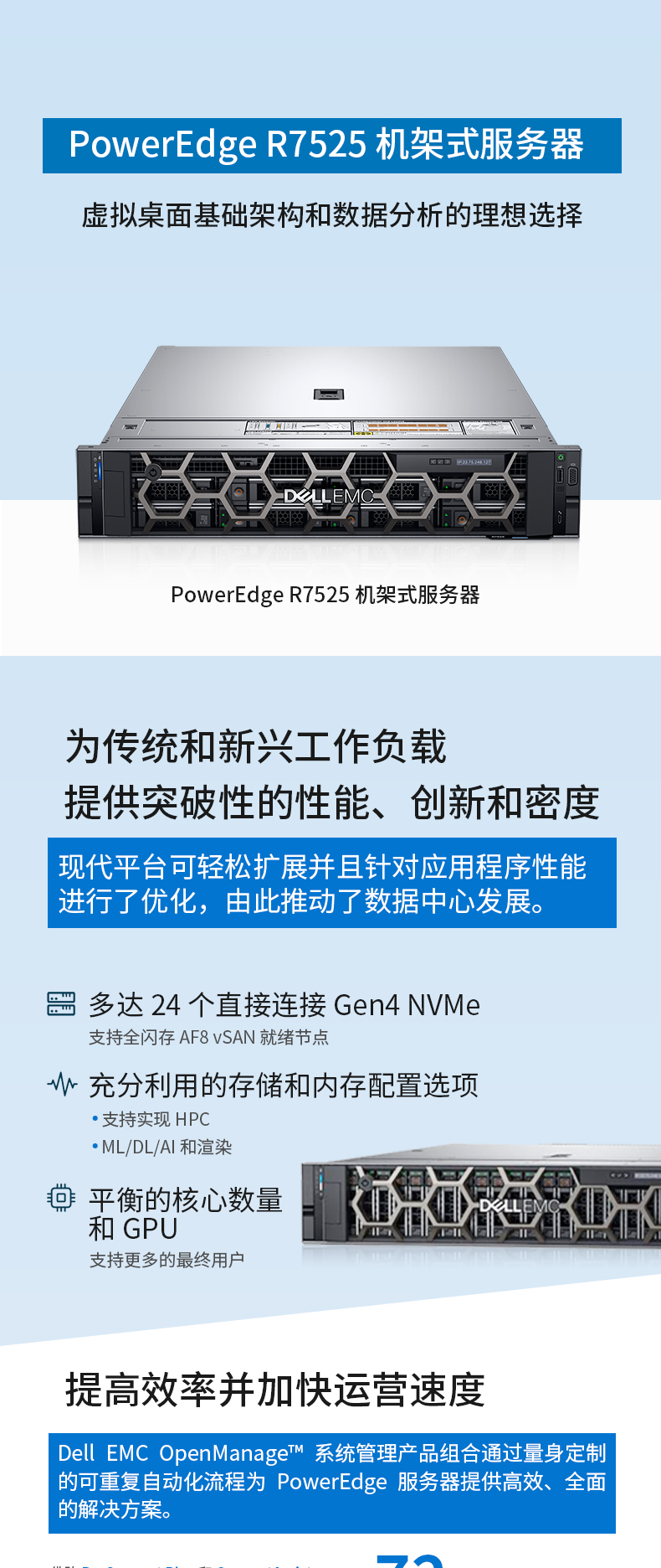 戴爾（DELL）R7515/R7525機(jī)架式服務(wù)器AMD EPYC霄龍服務(wù)器主機(jī)CPU 7402/7302區(qū)塊鏈filecoin挖礦虛擬貨幣IPFS